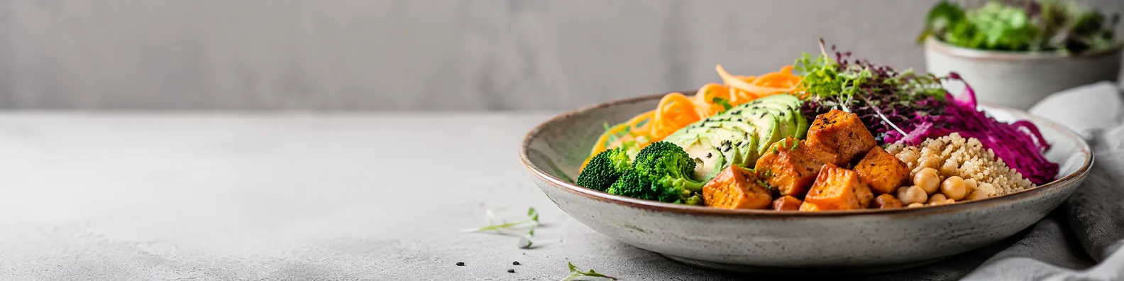 Fresh vegan dish with colorful vegetables business LinkedIn background banner