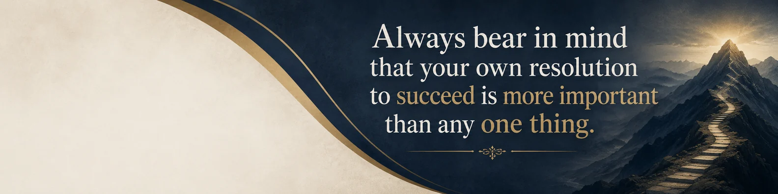 Abraham Lincoln success quote LinkedIn background banner with navy gold mountain path and classic typography
