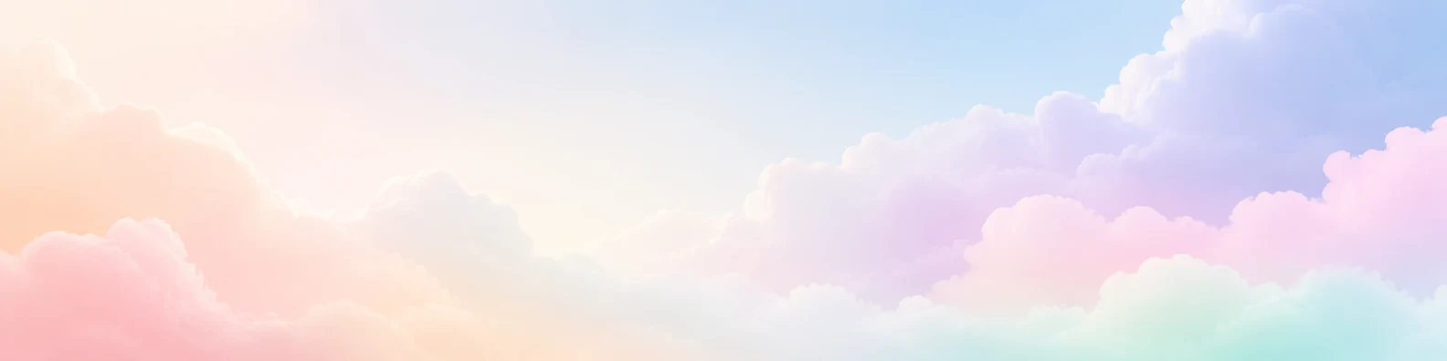 Abstract pastel color clouds LinkedIn background banner with pastel blue blush pink lavender peach mint and cream clouds
