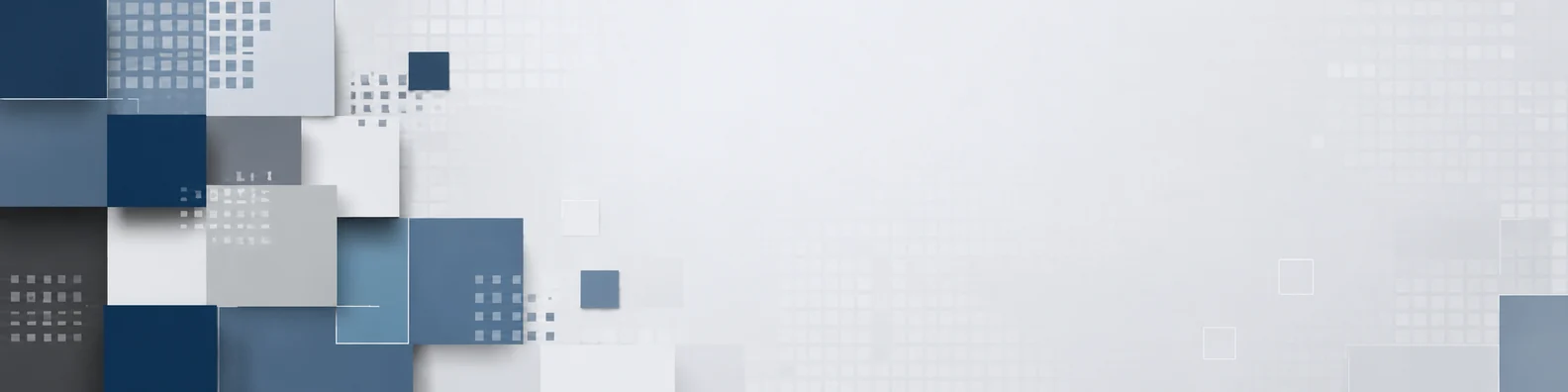 Abstract square pattern texture LinkedIn background banner with blue grey white charcoal blocks and grid details