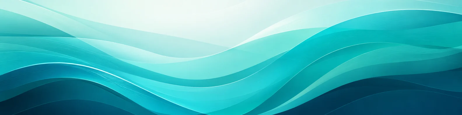 Abstract teal wave layers LinkedIn background banner with aqua turquoise and deep blue-green flowing shapes