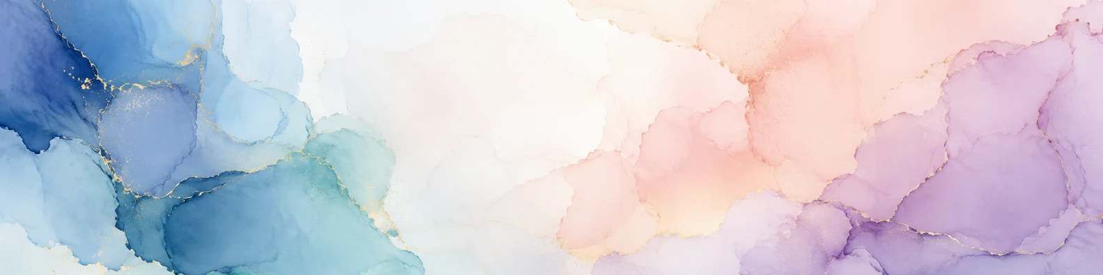 Abstract watercolor color wash LinkedIn background banner with blue teal lavender blush and peach textures