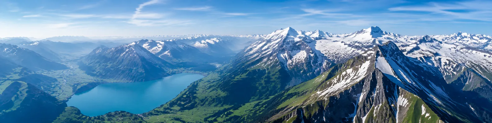 Aerial Alps mountain and lake view LinkedIn background banner