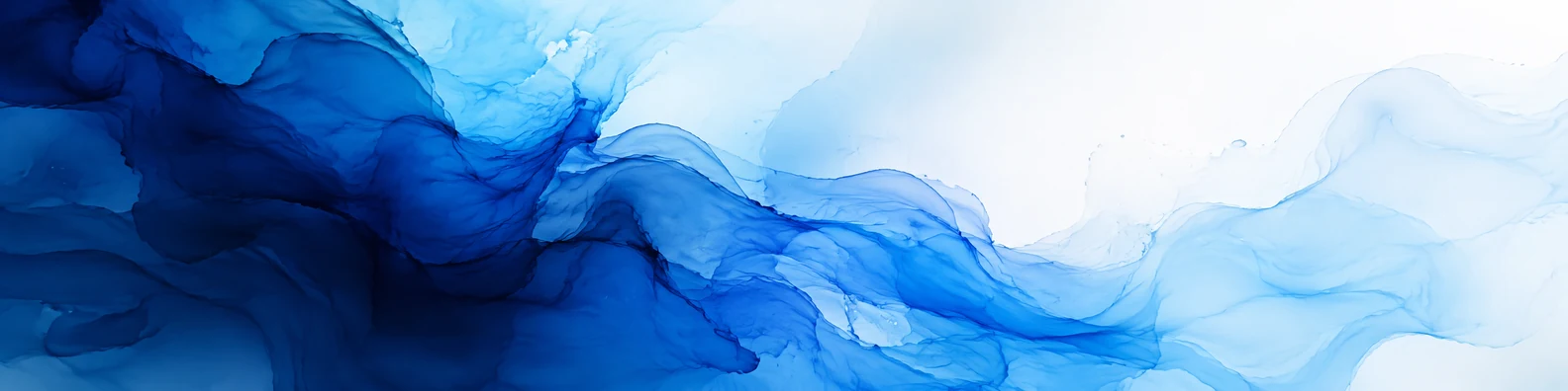 Blue ink abstract texture LinkedIn background banner with navy royal blue cyan and white flowing ink movement