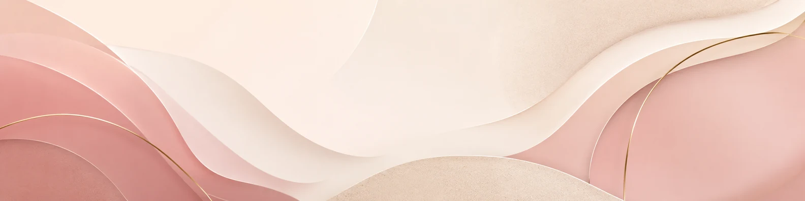 Blush tone abstract LinkedIn background banner with dusty rose cream beige warm white and champagne highlights