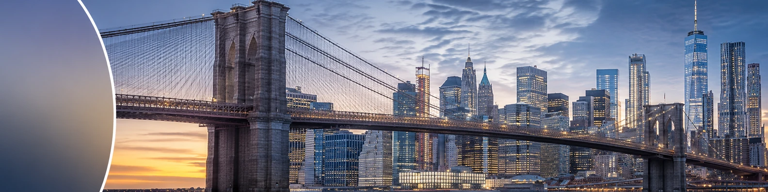 Brooklyn Bridge with New York City skyline at twilight LinkedIn background banner