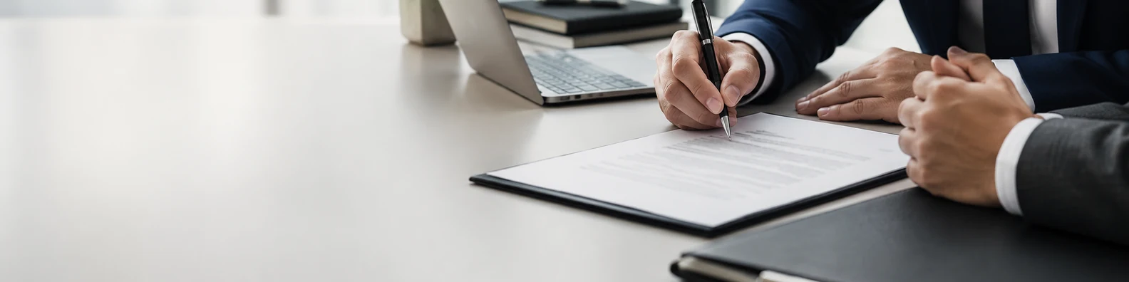 Business Agreement Signing professional business LinkedIn background banner with clean corporate styling