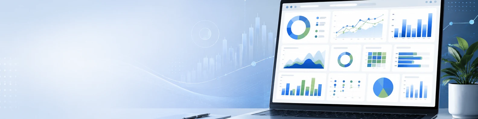 Business Analytics Dashboard professional business LinkedIn background banner with clean corporate styling