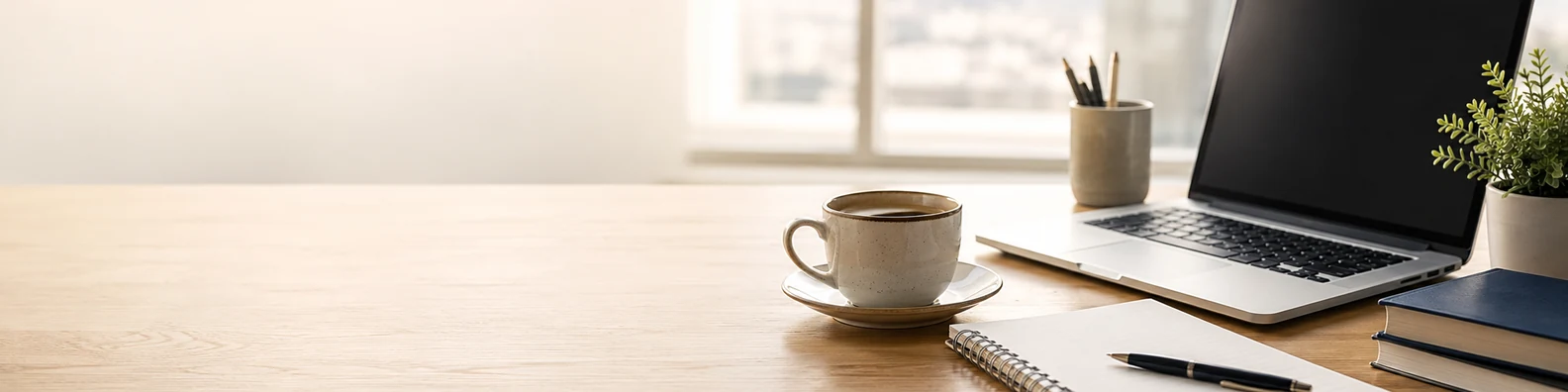 Business Coffee And Laptop Desk professional business LinkedIn background banner with clean corporate styling