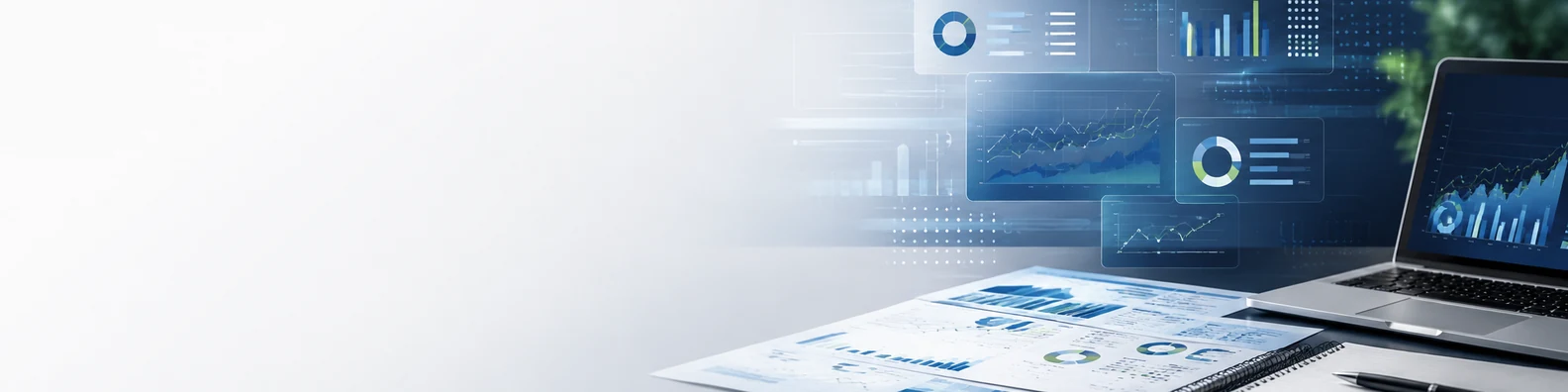 Business Numbers And Charts professional business LinkedIn background banner with clean corporate styling