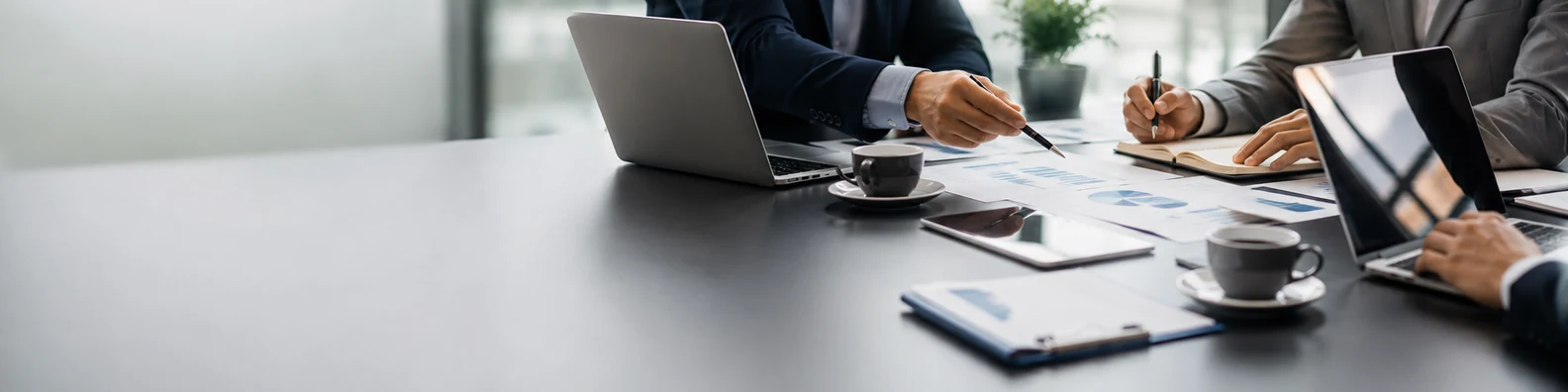 Business Partners Meeting professional business LinkedIn background banner with clean corporate styling