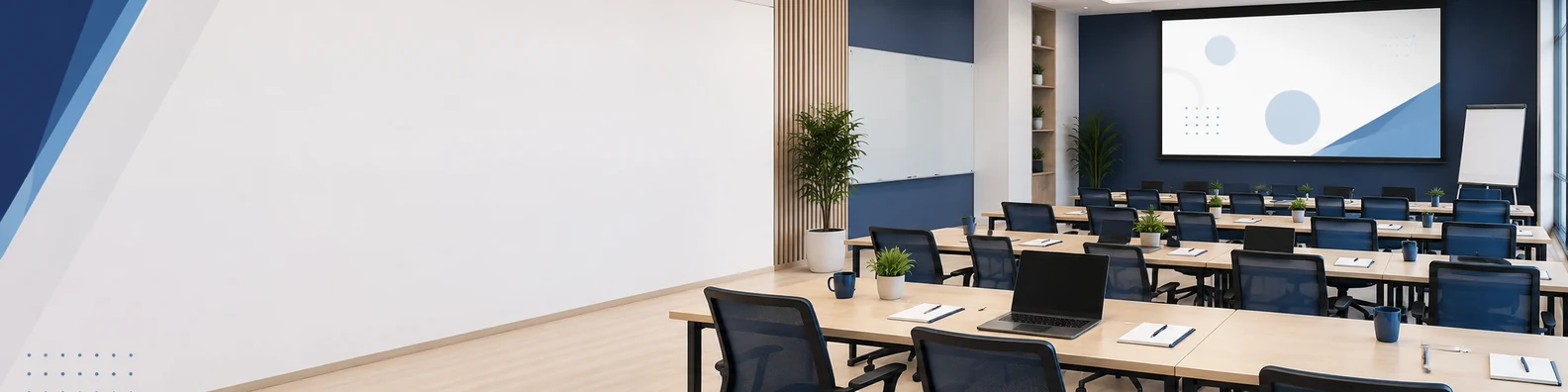 Business Training Room professional business LinkedIn background banner with clean corporate styling
