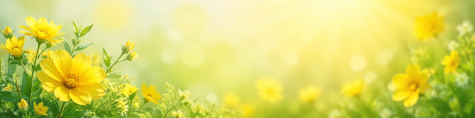 Cheerful yellow floral LinkedIn background banner with soft sunlight