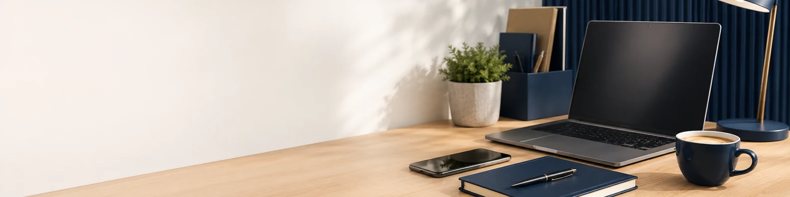 Clean Entrepreneur Workspace professional business LinkedIn background banner with clean corporate styling