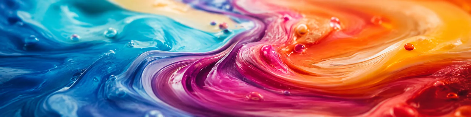 Glossy colorful liquid swirl with blue pink orange and red abstract motion LinkedIn background banner