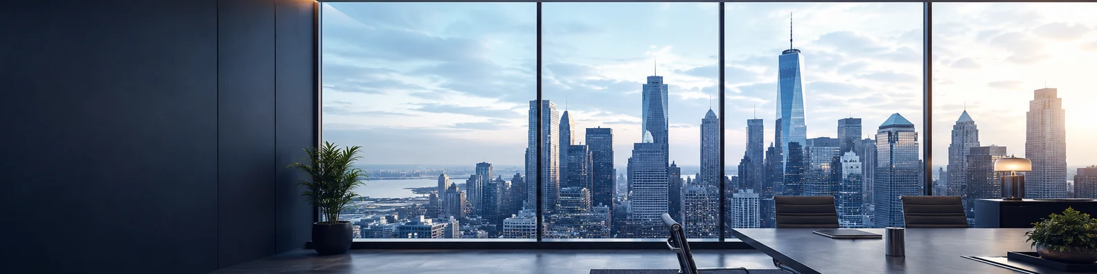 Corporate Office Skyline View professional business LinkedIn background banner with clean corporate styling