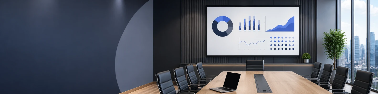 Corporate Presentation Room professional business LinkedIn background banner with clean corporate styling