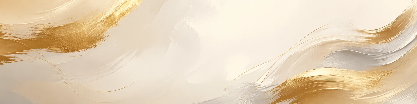Elegant gold brush abstract LinkedIn background banner with champagne cream white beige grey and soft gold strokes