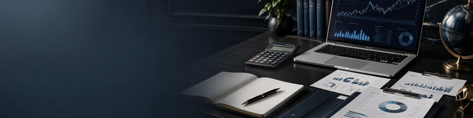 Finance And Investment Desk professional business LinkedIn background banner with clean corporate styling