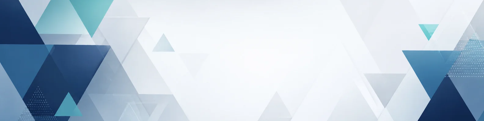Geometric triangle abstract background LinkedIn banner with blue grey white and teal triangle layers