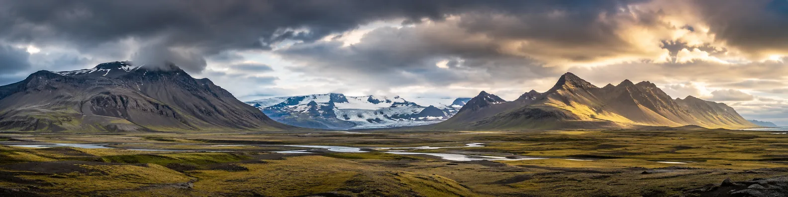 Iceland mountain landscape with dramatic sky LinkedIn background banner