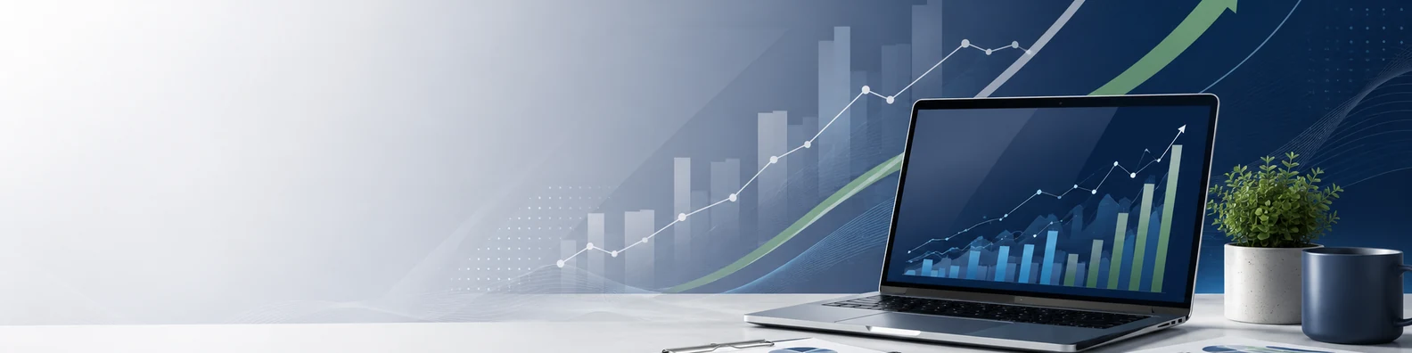 Investment Growth Chart professional business LinkedIn background banner with clean corporate styling