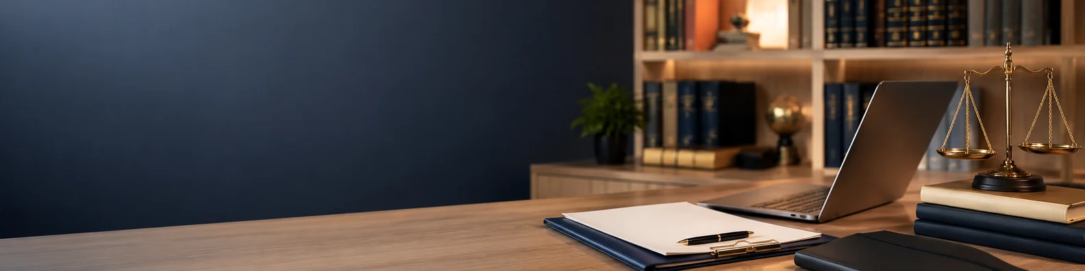 Lawyer Office Desk professional business LinkedIn background banner with clean corporate styling