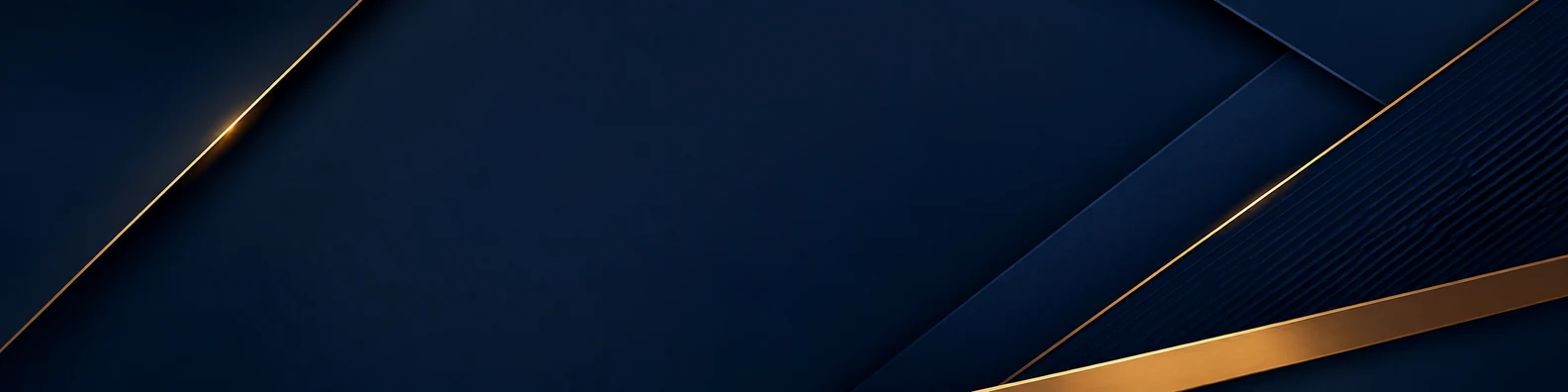 Luxury navy and gold abstract LinkedIn background banner with deep navy layered geometric shapes and refined gold accents
