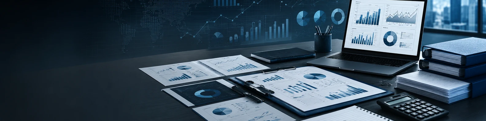 Management Consulting Desk professional business LinkedIn background banner with clean corporate styling
