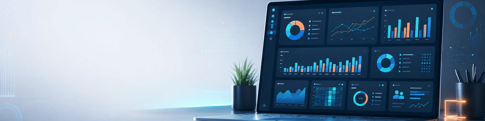 Marketing Analytics Dashboard professional business LinkedIn background banner with clean corporate styling