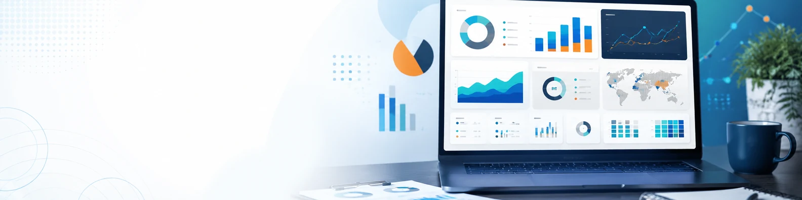 Marketing Campaign Dashboard professional business LinkedIn background banner with clean corporate styling