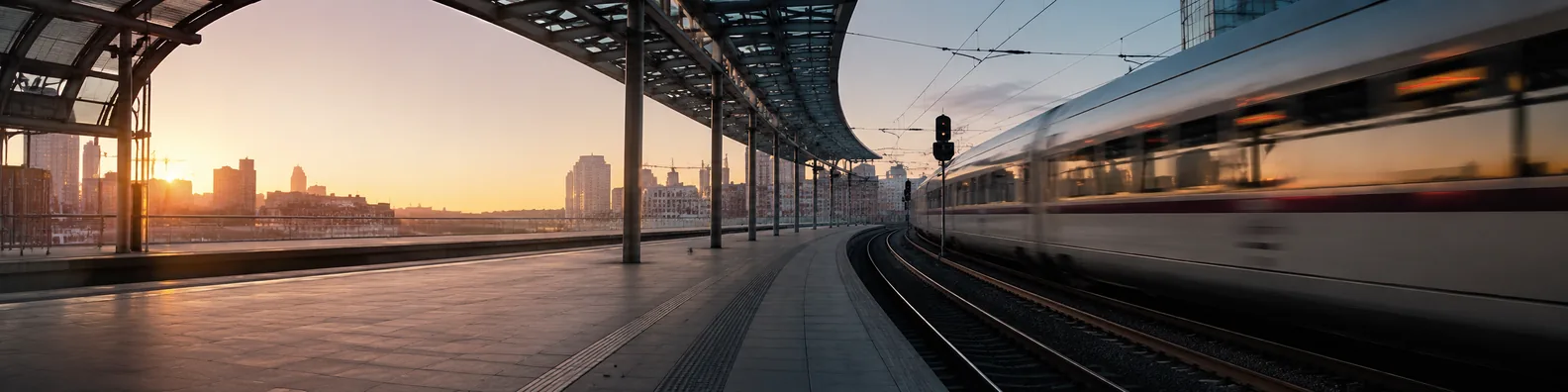 Modern train station at sunset urban LinkedIn background banner