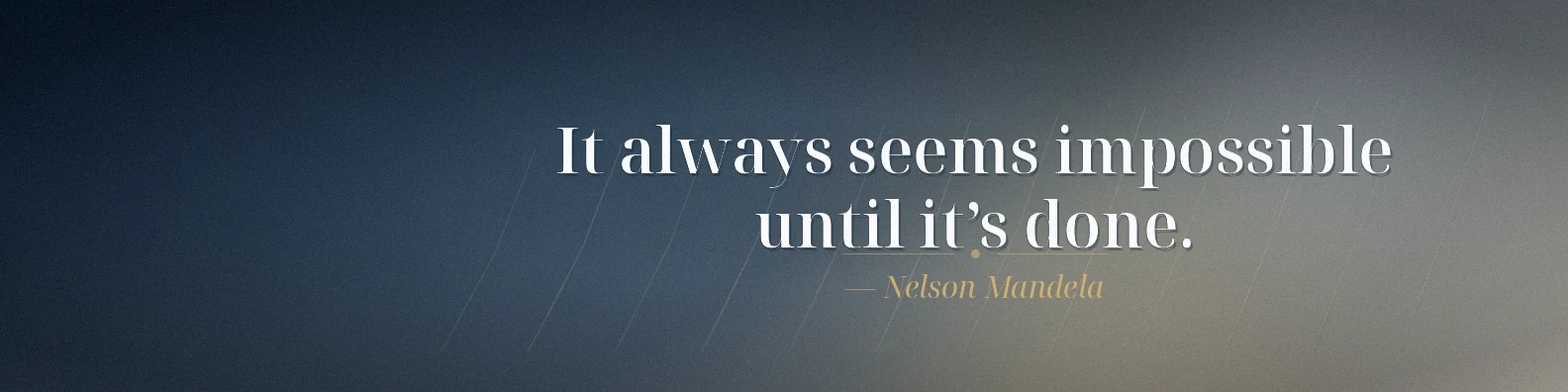 Nelson Mandela change quote LinkedIn background banner with upward motion navy white grey beige and muted gold
