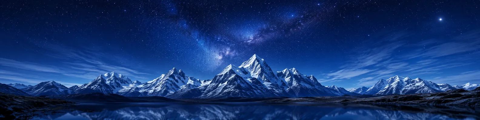 Night sky over snow capped mountains LinkedIn background banner