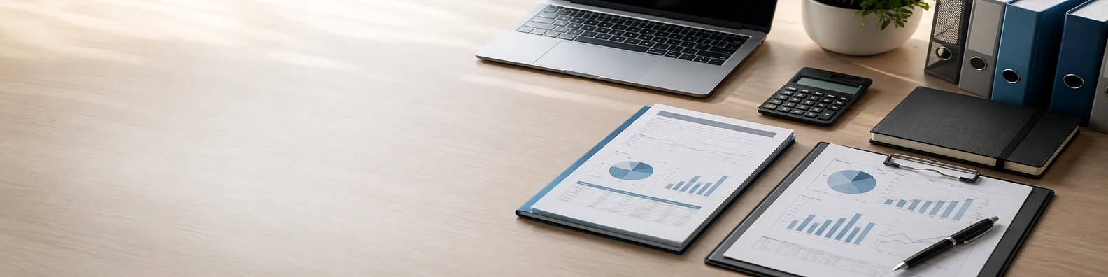 Office Desk With Documents professional business LinkedIn background banner with clean corporate styling