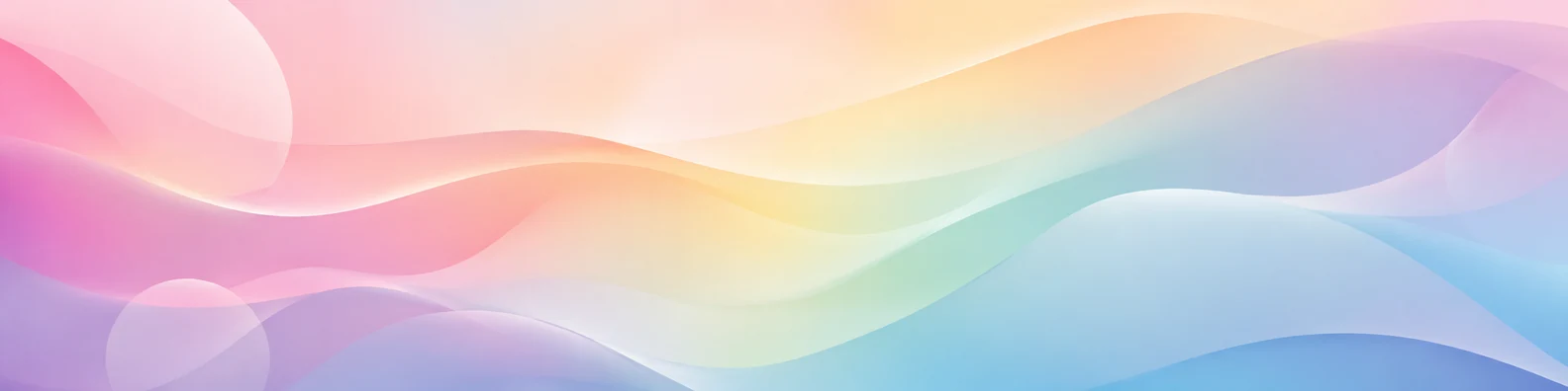 Pastel rainbow abstract blend LinkedIn background banner with soft pink blue lavender yellow mint and peach flowing gradients