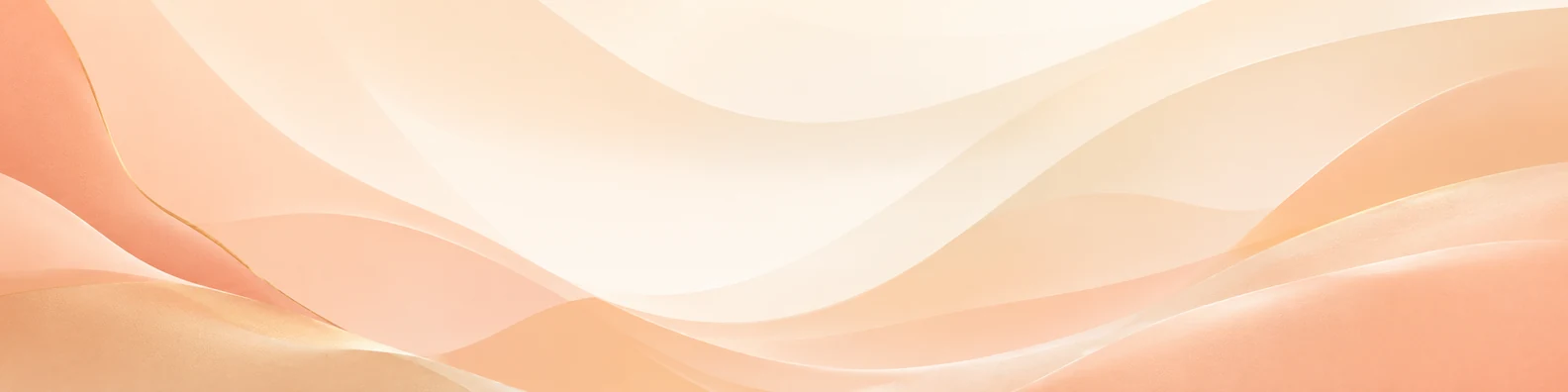 Peach and cream abstract flow LinkedIn background banner with warm peach cream beige coral and champagne flowing shapes