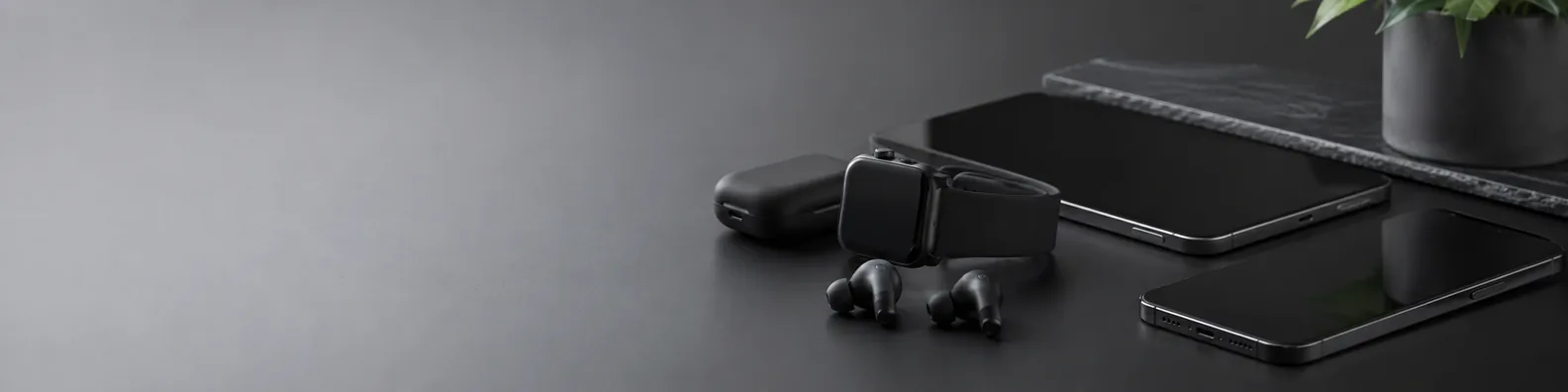 Portable technology gear and smart devices LinkedIn background banner