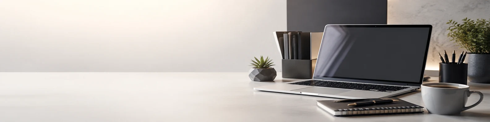 Professional Business Laptop Desk professional business LinkedIn background banner with clean corporate styling