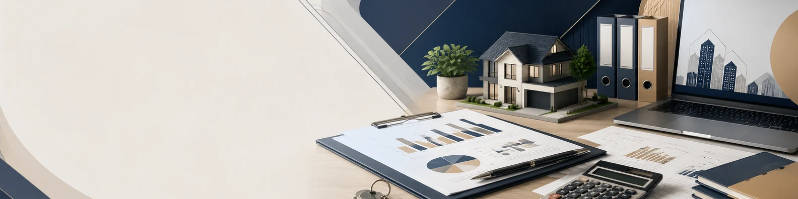 Property Investment Workspace professional business LinkedIn background banner with clean corporate styling