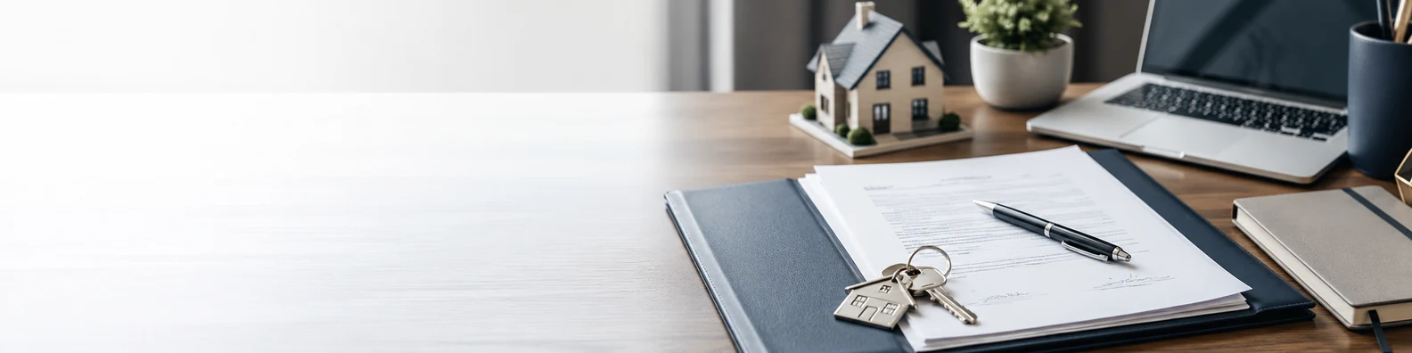 Real Estate Closing Desk professional business LinkedIn background banner with clean corporate styling