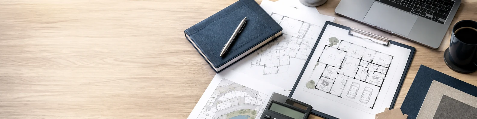 Real Estate Planning Table professional business LinkedIn background banner with clean corporate styling