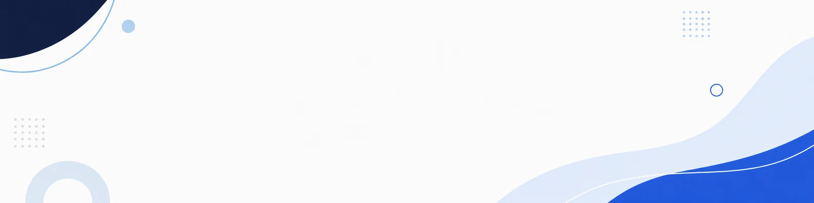Simple blue abstract accent LinkedIn background banner with white space navy sky blue royal blue circles and clean wave accents