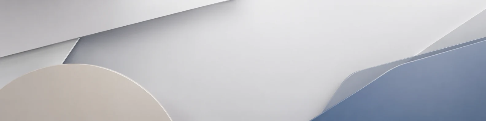 Sleek minimal abstract shadows LinkedIn background banner with white grey silver beige and muted blue layered forms