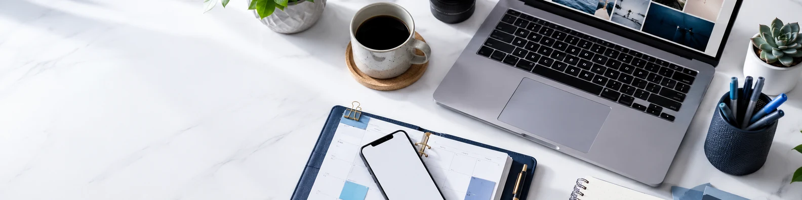 Social Media Marketing Desk professional business LinkedIn background banner with clean corporate styling