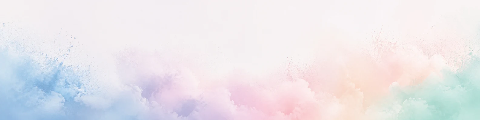 Soft powder color abstract LinkedIn background banner with pastel blue pink lavender peach and mint clouds