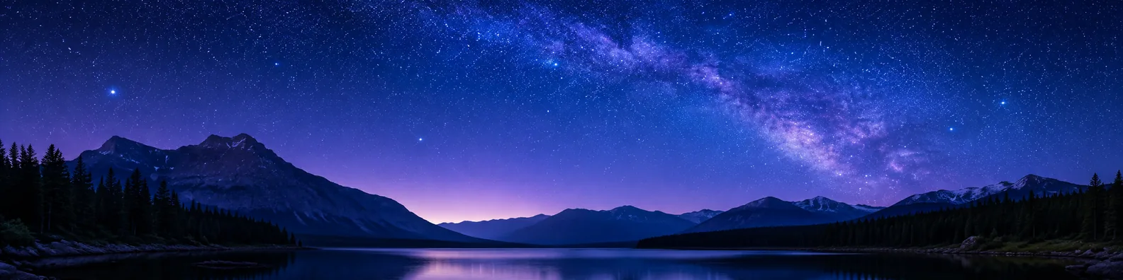 Star filled sky over tranquil lake LinkedIn background banner