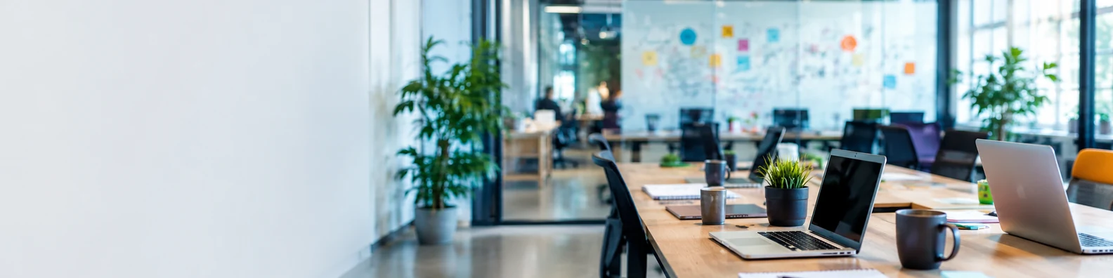 Startup Office Workspace professional business LinkedIn background banner with clean corporate styling