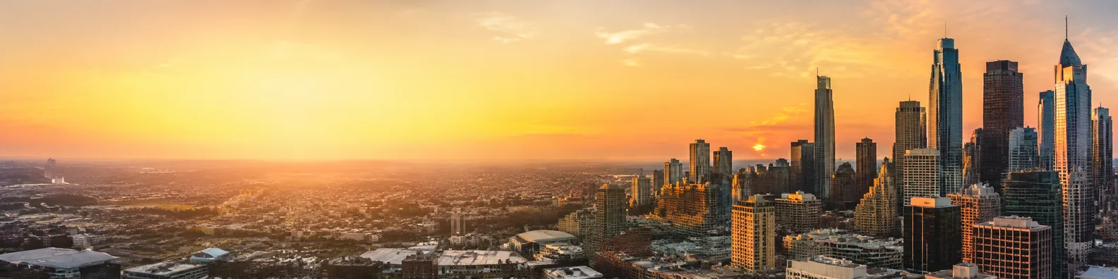 Sunset aerial cityscape view urban LinkedIn background banner