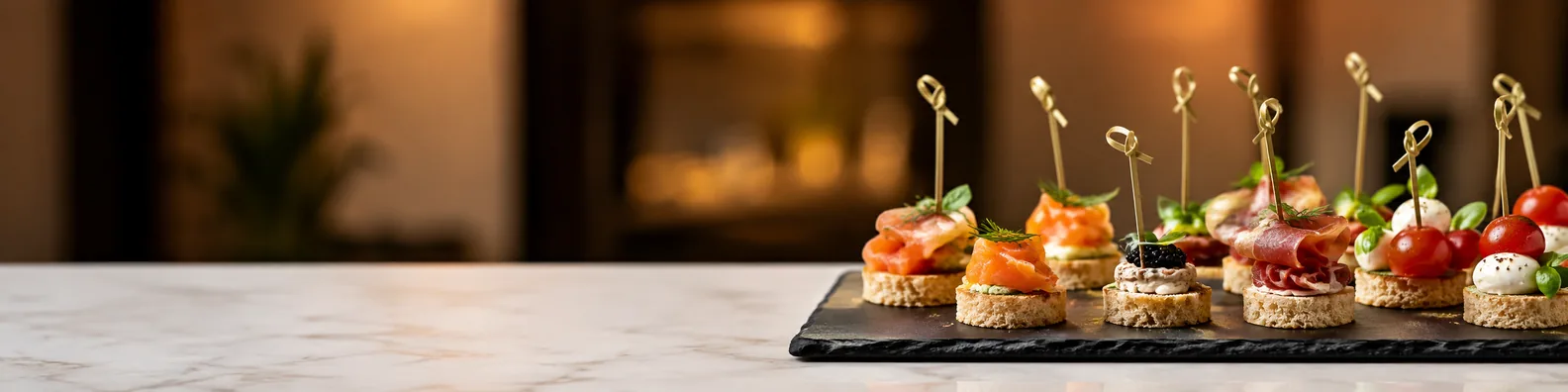 Tasty gourmet bites display business LinkedIn background banner